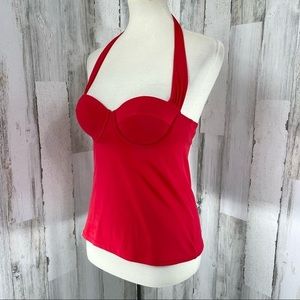 Victoria’s Secret Women’s Red Push Up Tankini Bikini Tie Halter Swimsuit Top 32A